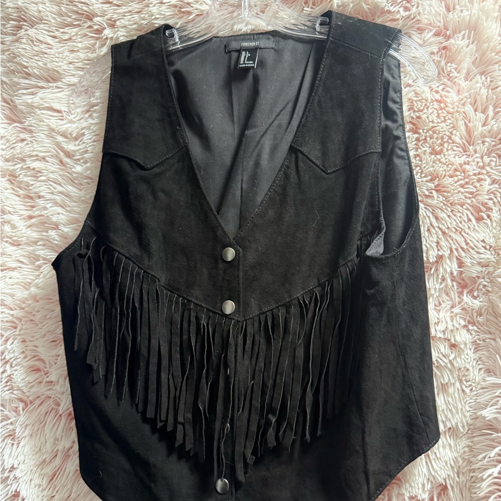 Forever 21 Black Leather Vest